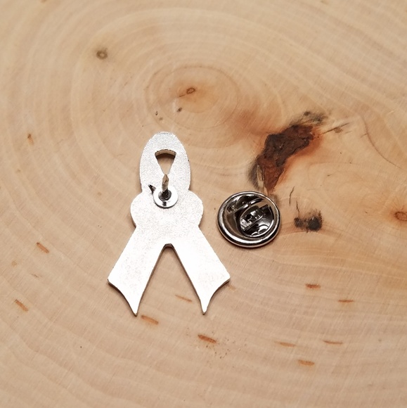 Silver Awareness Ribbon Brain Disabilities Pin - Picture 2 of 5